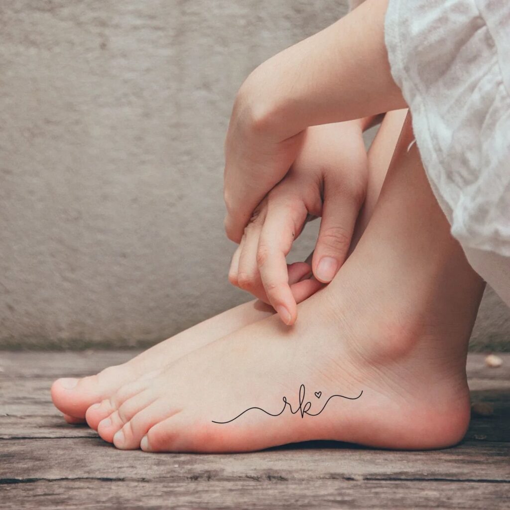 Footsteps of Love - Single-Line Tattoo on Foot