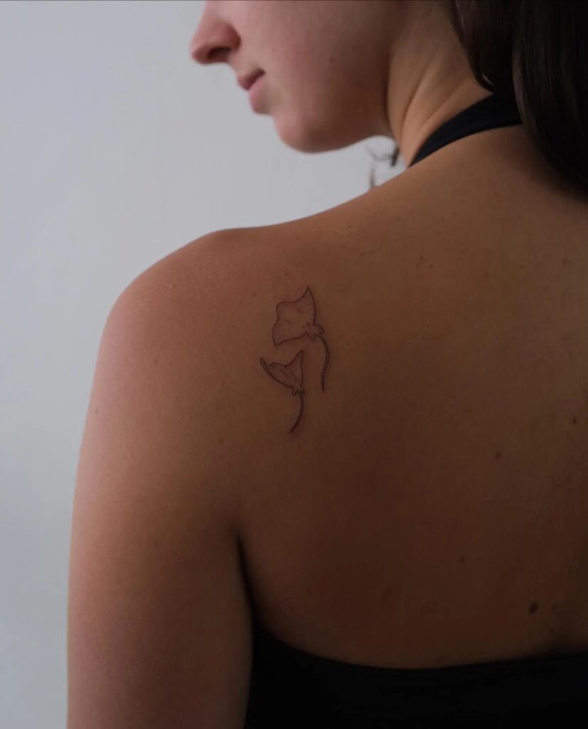 Whisper of Nature: Delicate Feline Outline Tattoo