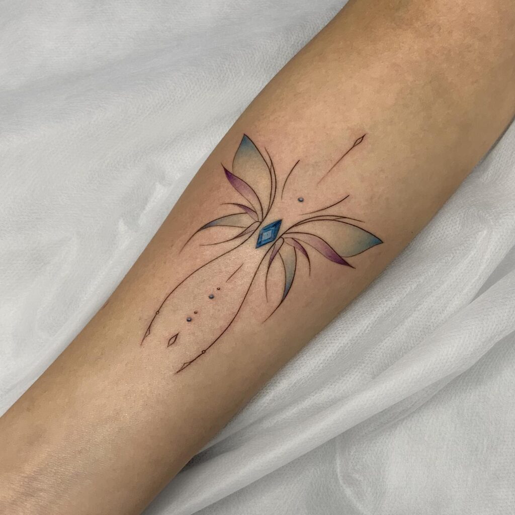 Geometry of Nature: Abstract Floral Design Tattoo