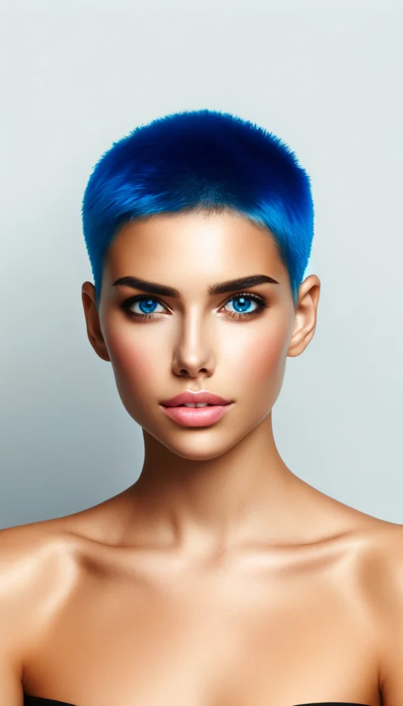 For the bold at heart, envision a buzz cut that’s easy to care for and makes a statement. Add a pop of color like electric blue or fiery red to stand out from the crowd.