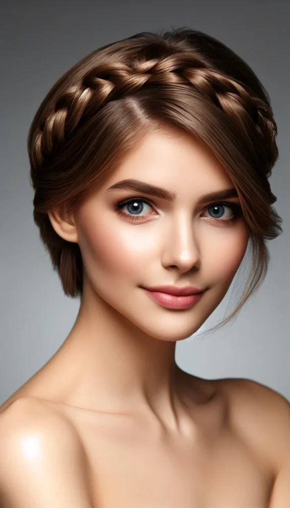 Think of a delicate crown braid wrapping around your head, a perfect way to add elegance to shorter hair. This style is ideal for proms, weddings, or any event where you want to add a bit of fairy-tale charm.
