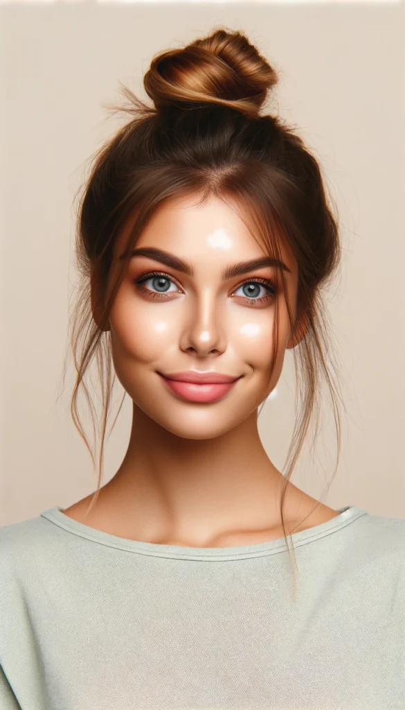 Picture pulling the top section of your hair into a cute top knot, while leaving the rest down. This style is excellent for getting hair out of your face and works beautifully with a bit of wave or texture.