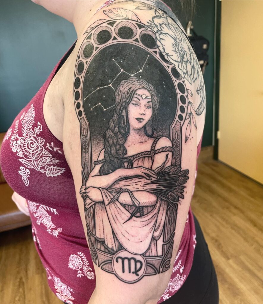 Harvest of Abundance: Ornate Maiden and Constellation Tattoo