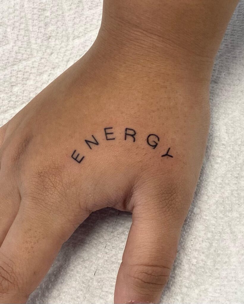 Empowering Word Side Hand Tattoo