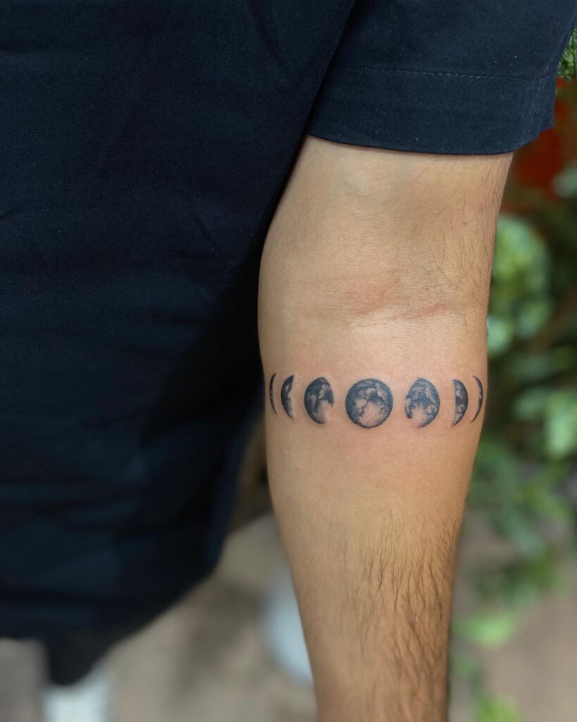 Evolving Moon Cycles Leg Tattoo