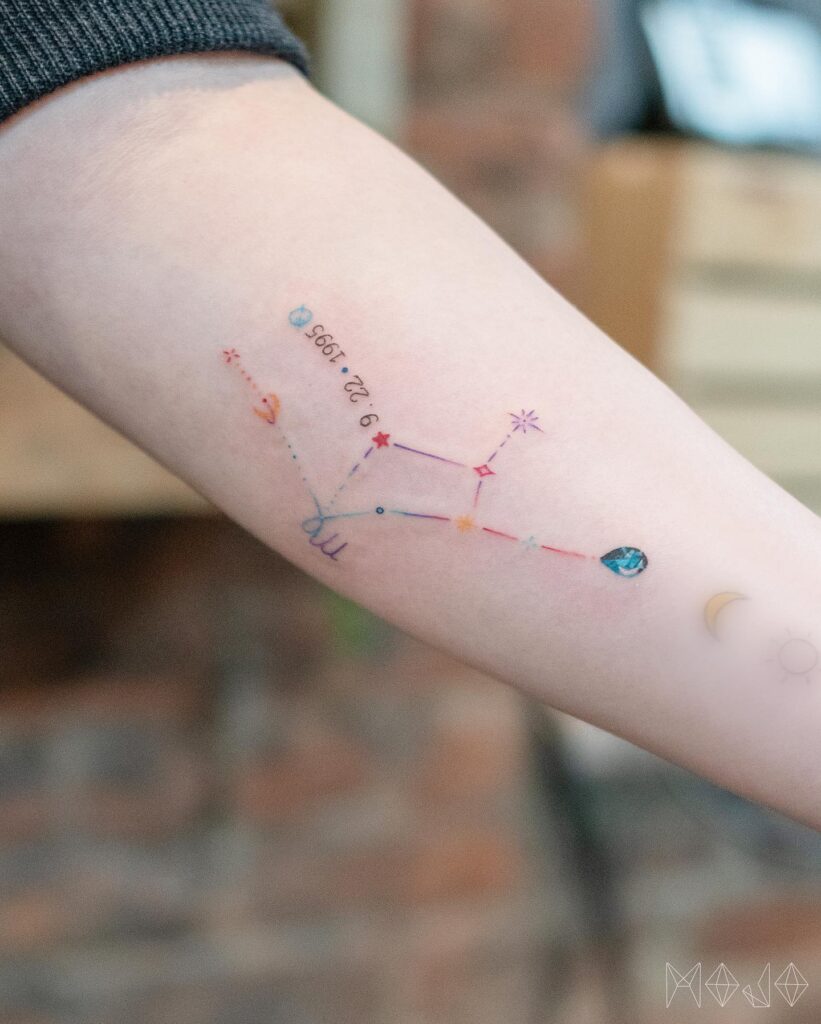 Modern Constellation: Colorful Virgo Forearm Statement