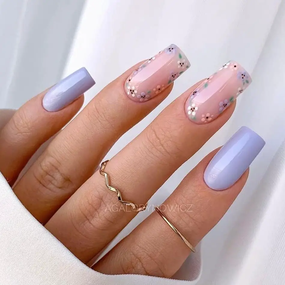 Adorn your nails with the subtle grace of 'Blush & Lavender Harmony,' a design that weaves together two of spring's most beloved hues, creating a tapestry of May elegance.
