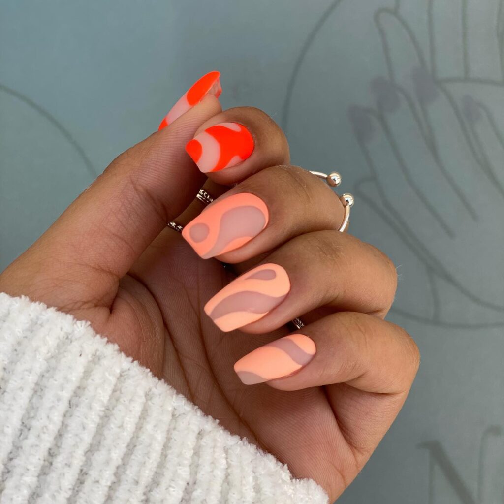 Neon Edge: Modern French Manicure with Neon Orange Flair