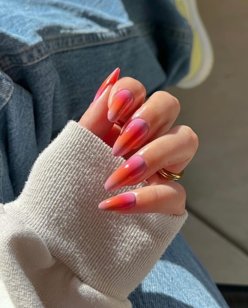 Denim Days: Sunset Gradient Almond Nails