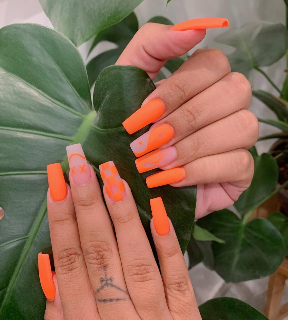 Garden Gala: Varied Nail Designs with Orange Hues