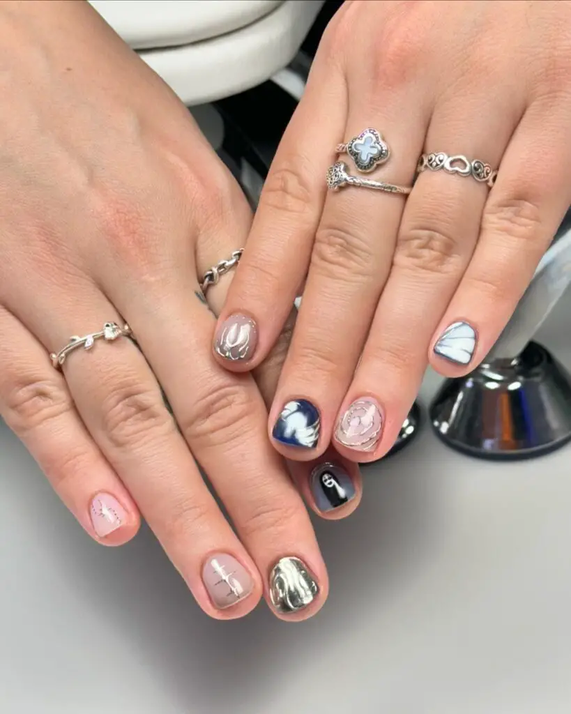 Chic Marbles: Metallic and Marble Nail Fusion