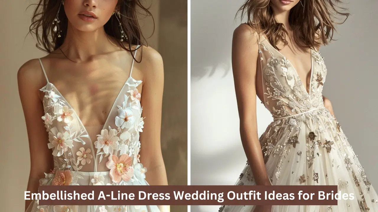 Embellished A-Line Wedding Outfit Ideas for Brides In 2024