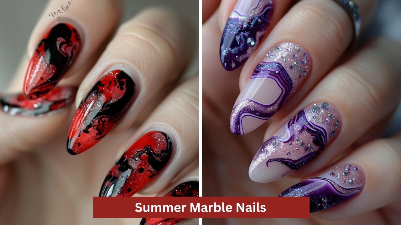 73 - Summer Marble Nails