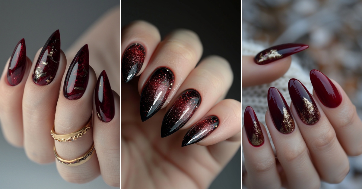 33+ Rich Burgundy Winter Nails Art ideas and Designs