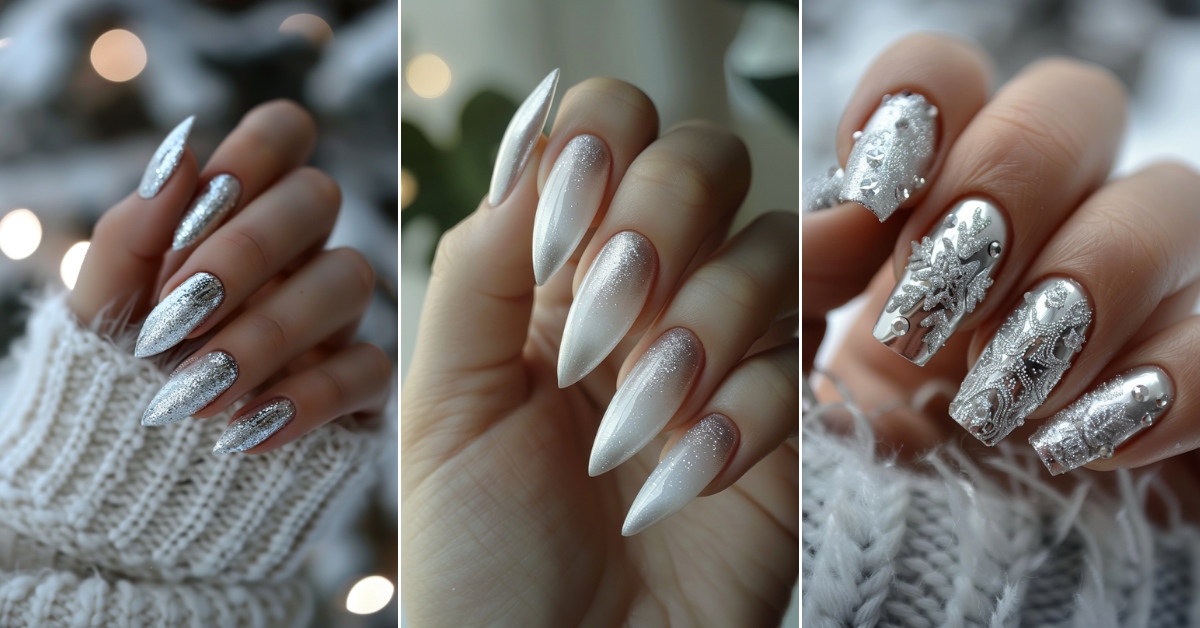 30+ Frosty Silver Winter Nails Art ideas and Designs