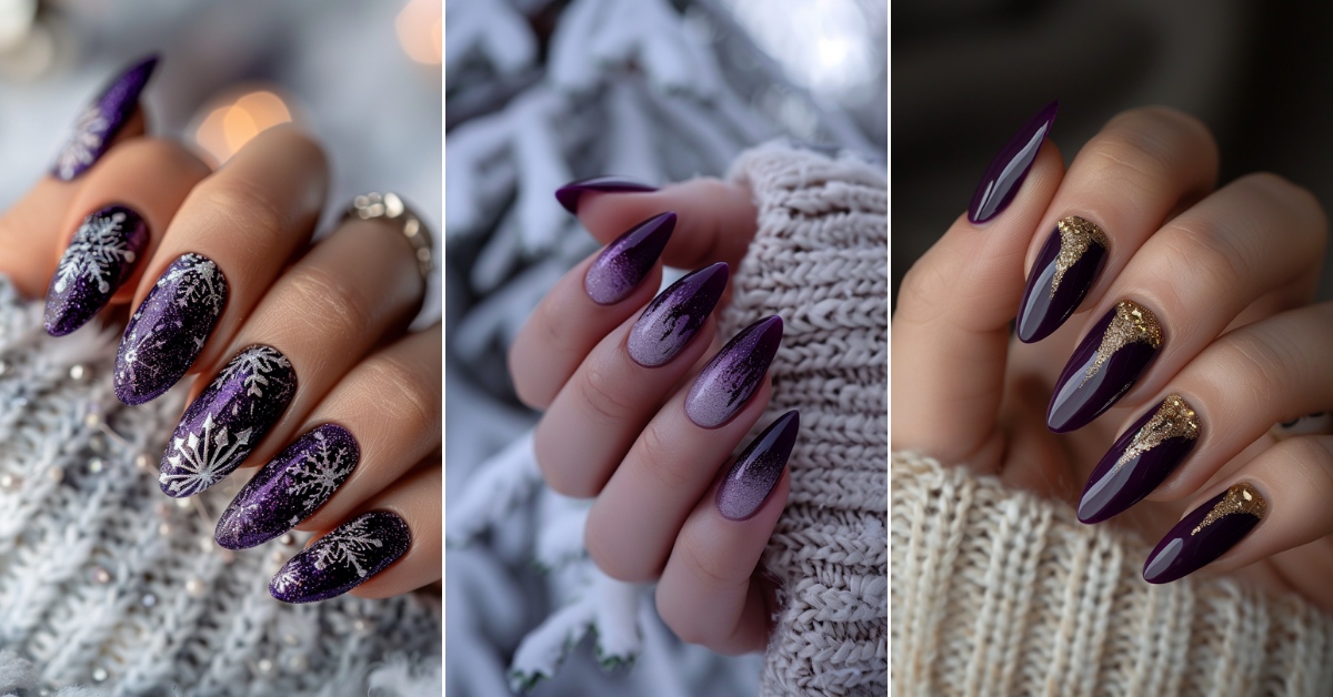 34+ Plum Purple Winter Nails Art ideas and Designs