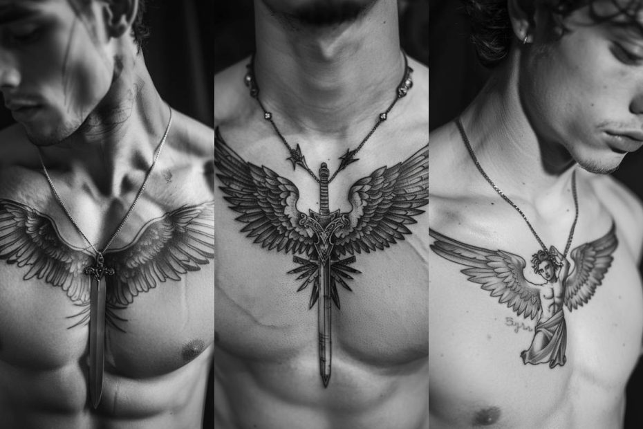 Angel Tattoo Ideas For Men Collarbone