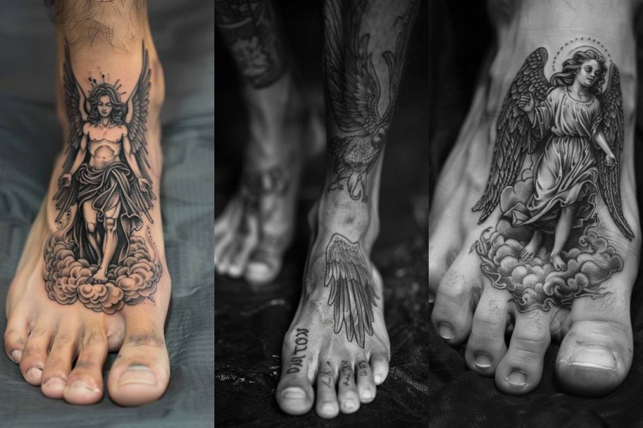 Angel Tattoo Ideas For Men Foot