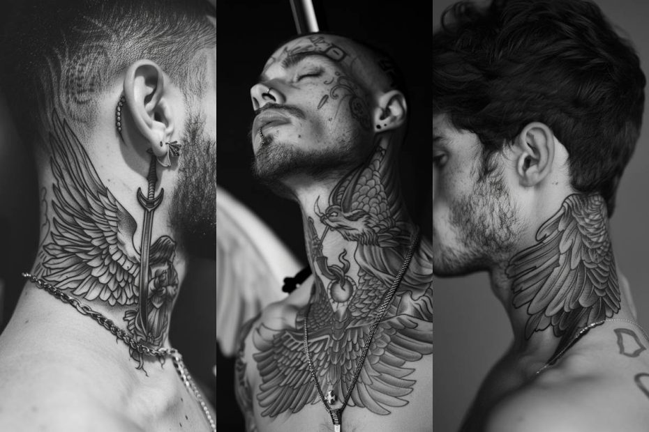 Angel Tattoo Ideas For Men Neck