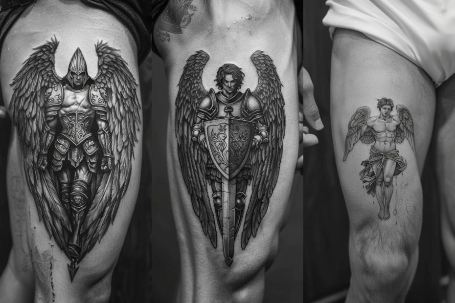 Angel Tattoo Ideas For Men Thigh