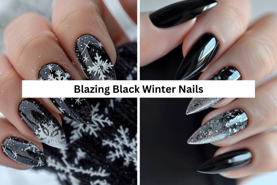 Blazing Black Winter Nails