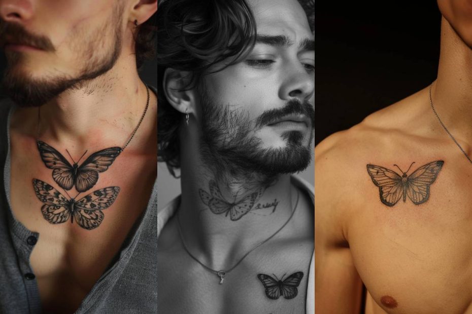 Butterfly Tattoo Ideas For Men Collarbone