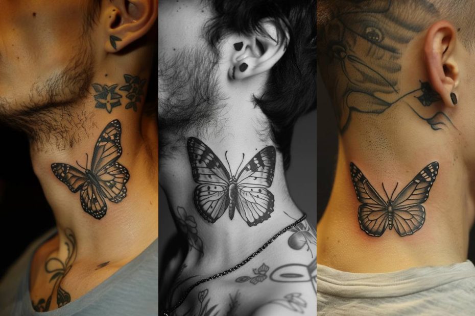 Butterfly Tattoo Ideas For Men Neck