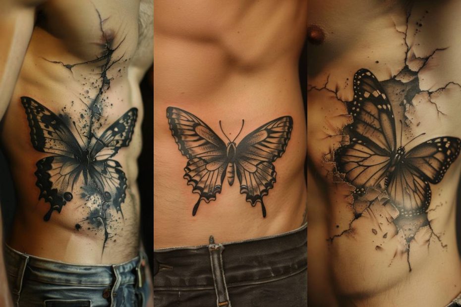 Butterfly Tattoo Ideas For Men Stomach