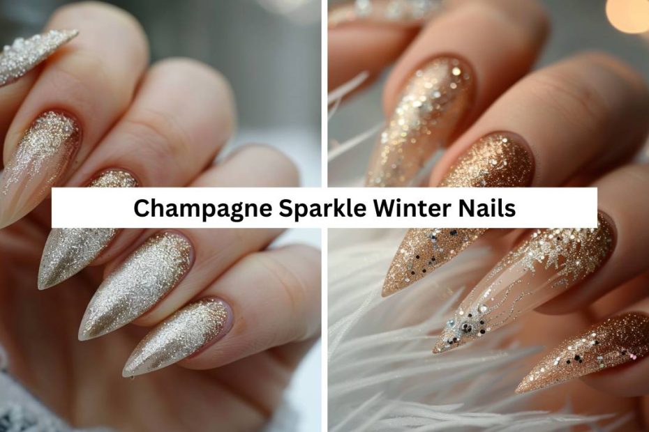 Champagne Sparkle Winter Nails