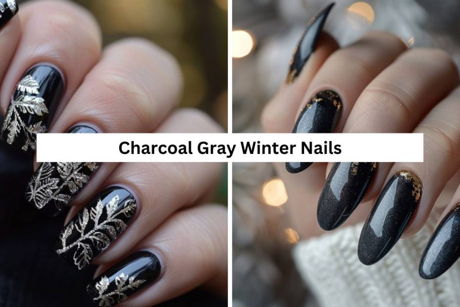 Charcoal Gray Winter Nails