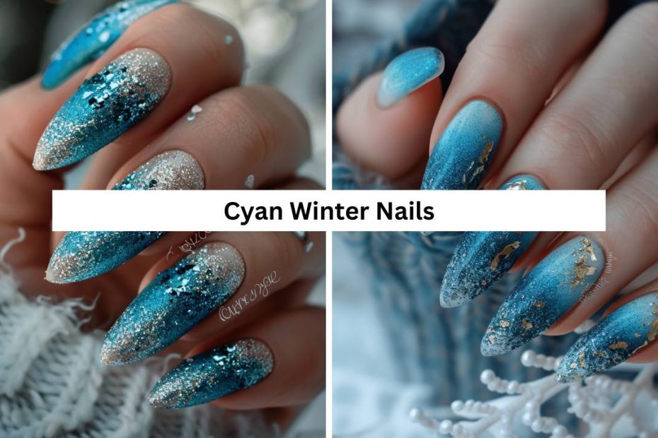 Cyan Winter Nails