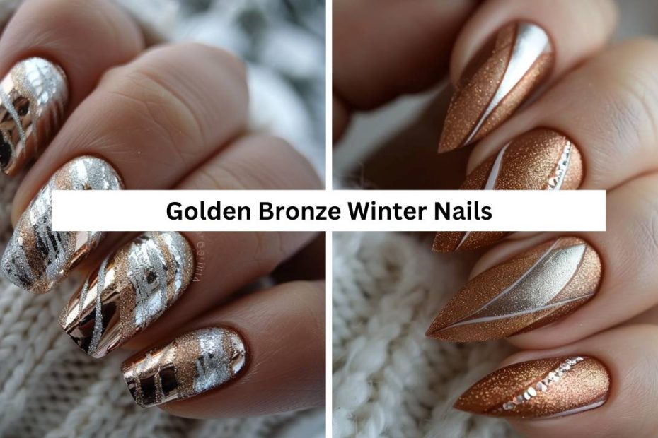 Golden Bronze Winter Nails