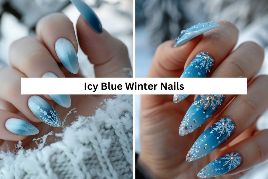 Icy Blue Winter Nails