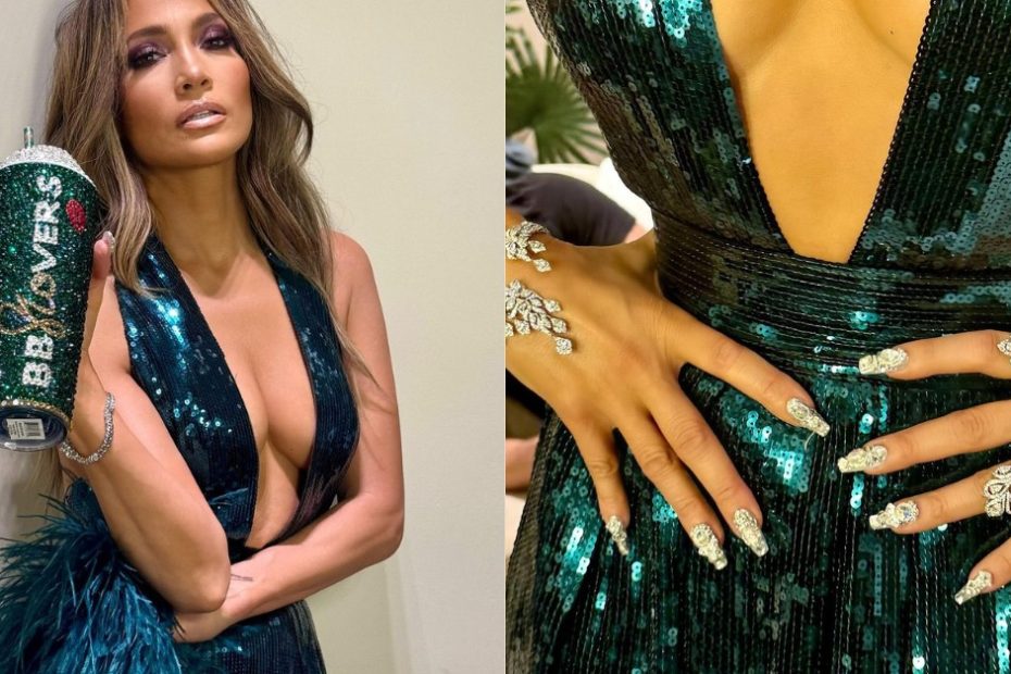 Jennifer Lopez’s Swarovski Nail Art The Ultimate Statement of Party Season Glam