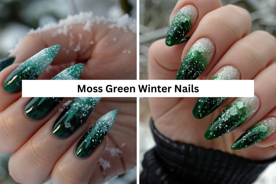 Moss Green Winter Nails