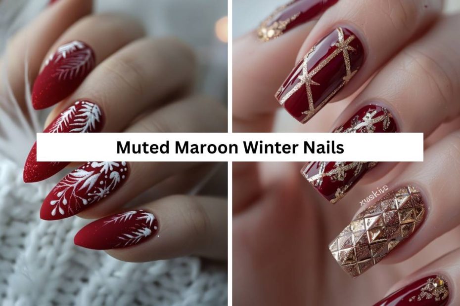 Muted Maroon Winter Nails