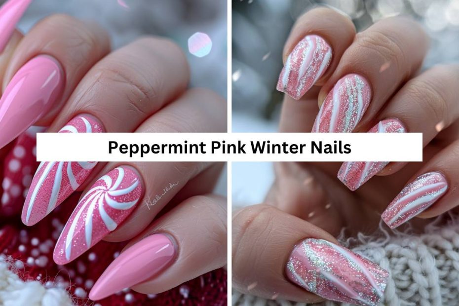 Peppermint Pink Winter Nails