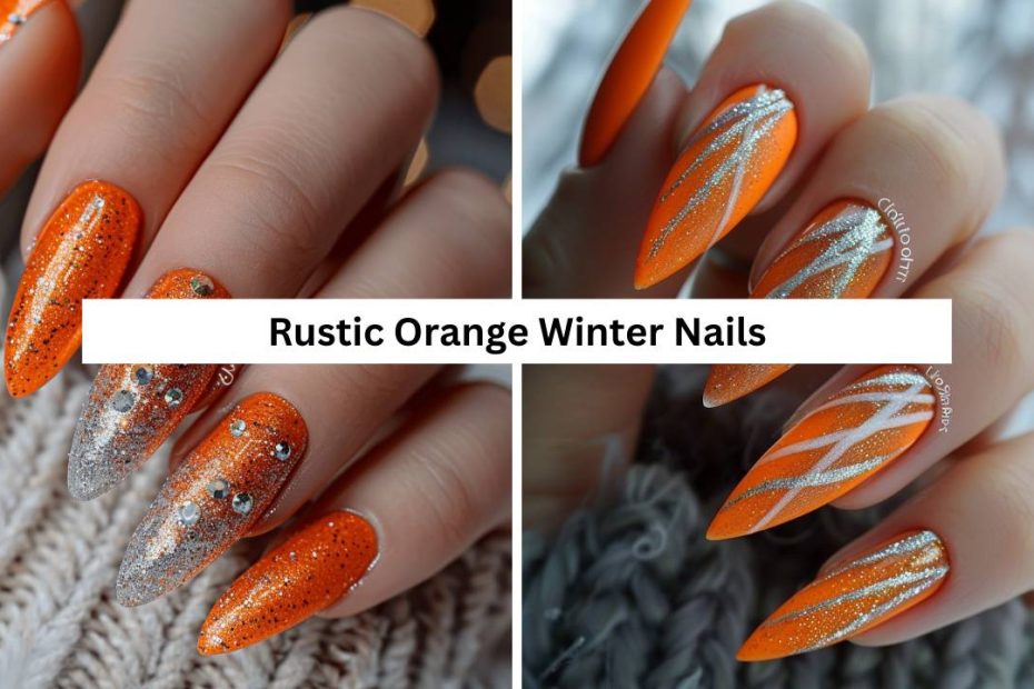 Rustic Orange Winter Nails