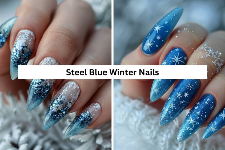 Steel Blue Winter Nails