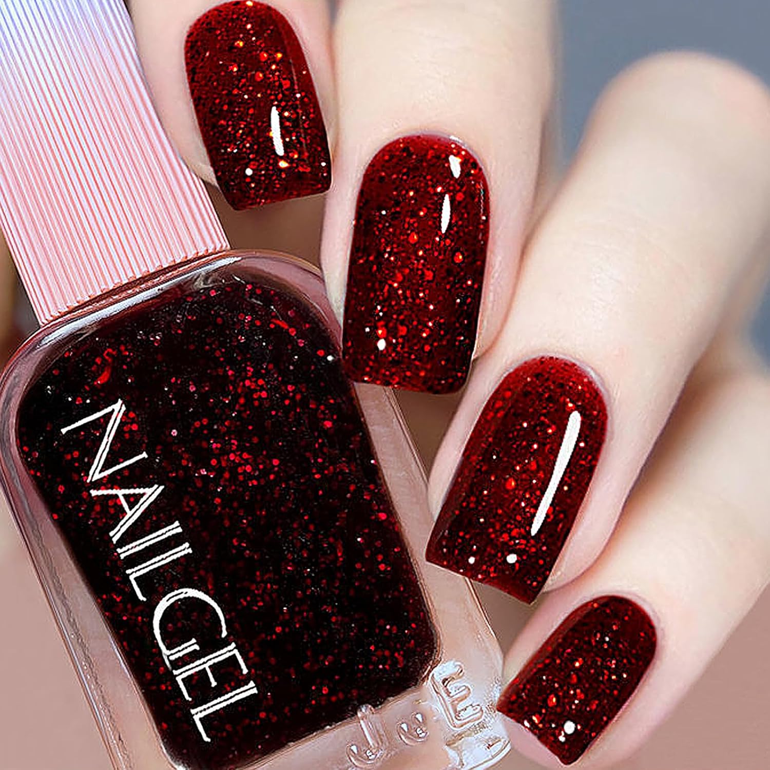 Red Glitter Nail Polish Quick Dry, Wine Red Nail Polish, Sparkle Nail Polish Glitter