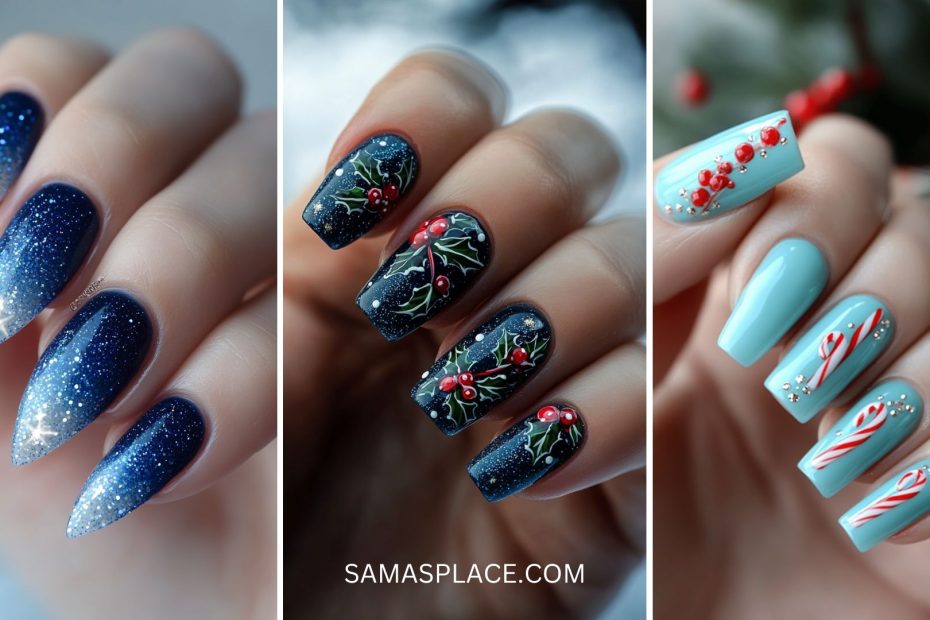 Blue Christmas Nail Ideas